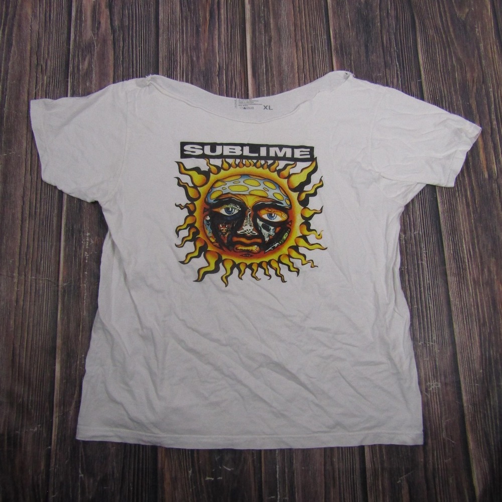 Sublime Sun Face Logo Shirt Mens XL White Album Art Band Graphic Music Tee
